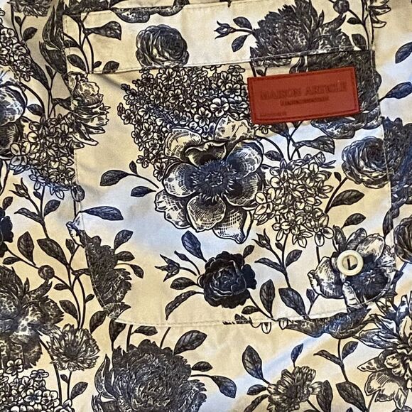 MAISON ARTICLE Men Navy & Beige Floral Print Shorts Size XL-Flawed - Picture 4 of 9